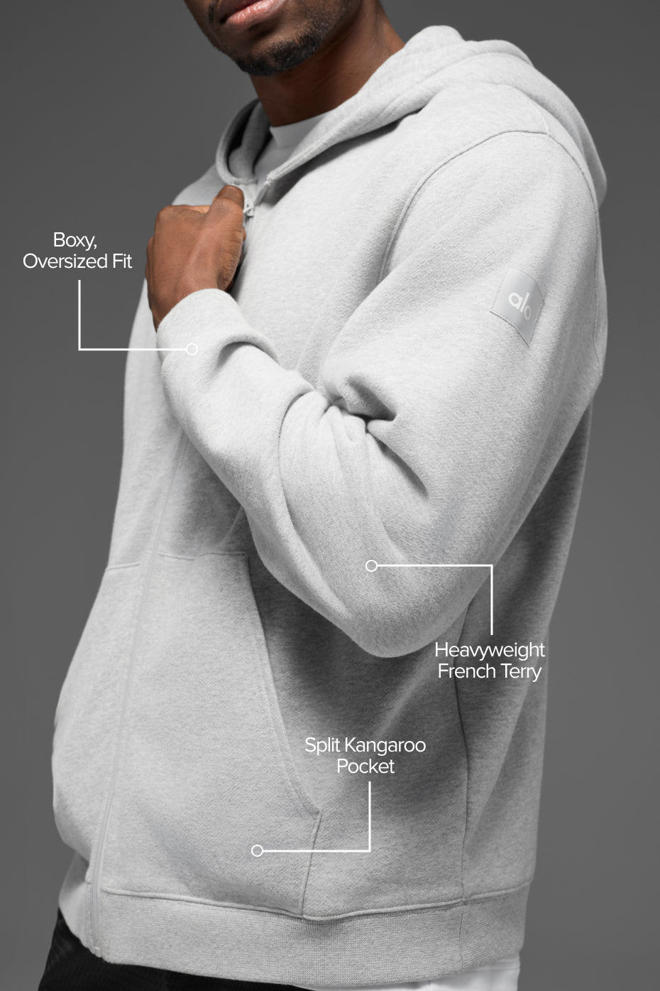 Renown Heavy Weight Full Zip Hoodie - Athletic Heather Grey